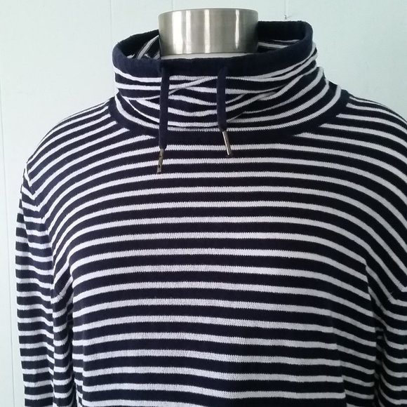 Striped Cowl Knit Top Light Sweater - Picture 2 of 3